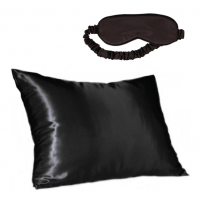 Dear Deer Black Satin Pillow Slip & Eye Mask Set Photo