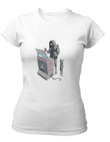 PepperSt Ladies White T-Shirt - Tech Sketch Photo