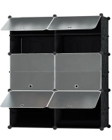 Loop Shoe Rack Storage Organiser 6 Tier Modular Cabinet Design - Black Photo
