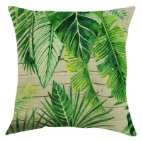 Pillow/Scatter Cushion with Green Tropical Leaves Photo
