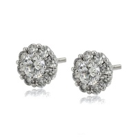Kandy Rose Round Elegant Silver Earrings Photo
