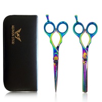 Pro Scissors Barber Hairdressing Hair Cutting & Thinning Scissors Set Titanium Series Photo