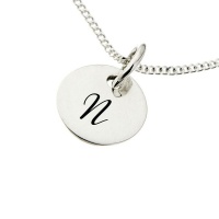 "Engraved Initial - N on 10mm sterling silver disc" Photo