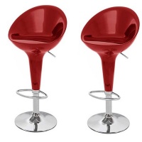 High-back Bar Kitchen Counter Stools - Set of 2 – Wine Red Colour Photo