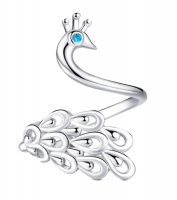 Cosmic 925 Silver Adjustable Ring - Peacock Open Finger - One Size Fit All Photo