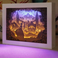 DIY 3D Paper Cutting Light Box Wooden Frame - Cinderella Photo