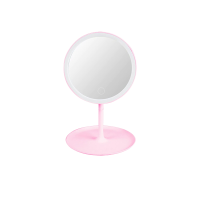 USB Rechargeable LEDs Cosmetic Makeup Mirror Desktop Lamp Pink Photo
