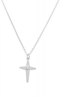 Art Jewellers - 925 Sterling Silver C.Z Cross Pendant with Chain Photo