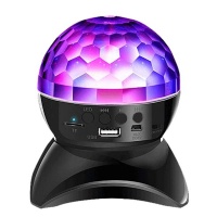 LED Crystal Magic Ball Rotating Stage Light with Bluetooth Speaker - Black Photo