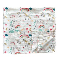 Soft Organic Muslin Receiving Blanket - Unicorn and Rainbow Photo