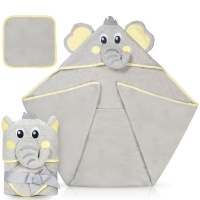 Babeniq Premium Elephant Hooded Baby Towel and Washcloth Soft and Large Photo