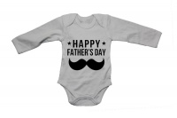 BuyAbility Happy Fathers Day - Mustache & Stars - Long Sleeve - Baby Grow Photo