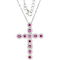 Kays Family Jewellers Ruby Cross Pendant in 925 Sterling Silver Photo