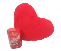 Lindt Red Heart Pillow and Chocolate Valentines Day gift Photo