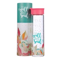 Christian Art Gifts It Is Well With My Soul Salmon Pink - Glass Water Bottle Photo