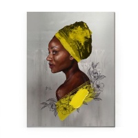 LiaJ Original Art print - Yellow Bloom - Woman | A1 Stretched Canvas Photo