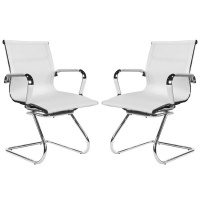 The Office Chair Corp TOCC Set of 2 White Netting Visitots' Office Chair with Back Hanger Bar Photo