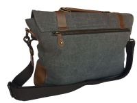 Vivace - Vintage Canvas Laptop Bag With Brown Quality PU Leather Finishing. Photo