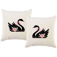 PepperSt - Scatter Cushion Cover Set - Swan Silhouette Photo