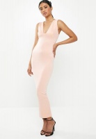 Women's Missguided Plunge Bust Cup Maxi Dress - Pink Photo