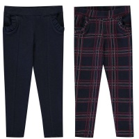 SoulCal Infant Girls 2 Pack Trousers - Navy/Check Photo