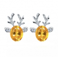 SilverCity Christmas Gift - Rudolf Antlers Stud Earrings - Gold Yellow Photo