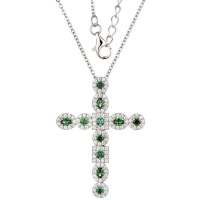 Kays Family Jewellers Emerald Cross Pendant in 925 Sterling Silver Photo
