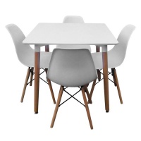 Square Table with 4 Chairs - White Photo