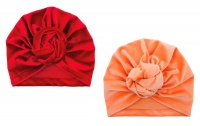 Velvet Rose Baby Girl Turban - Red & Peach Photo