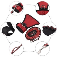 Hands Free Explosion-Proof Pet Dog Leash Set with Gloves - Red Photo