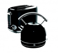 Swan Black Retro Kettle and Toaster Pack Photo