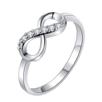 Silver Designer Infinity Ring with Crystals Photo