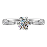 925 Sterling Silver Engagement Ring with Zircon Stones Photo