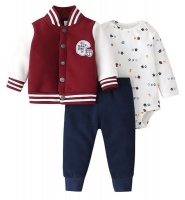 Thick Maroon Baseball Jacket Half Pint Sporty Outfit - 3 piece Photo