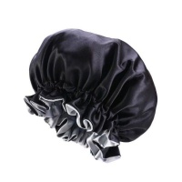Black and Grey Wide Comfortable Reversible Duchess Satin Bonnet New Style Photo