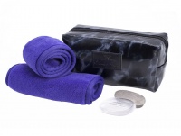 Black Marble Makeup / Toiletry Bag & Makeup Eraser Set - Purple Photo