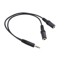 Techme 3.5mm Male to 2 x Female 3.5mm Splitter Adapter Cable - Black Photo