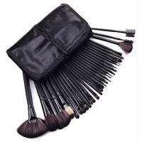 32 Piece Cosmetic Makeup Brush Set with Pouch-Black Photo