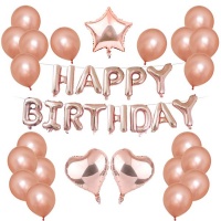 iKids Rose Gold Happy Birthday Balloons Party Decorations Set Photo