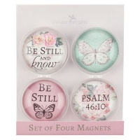Christian Art Gifts Be Still And Know Butterfly - Set Of 4 Magnet Set Photo