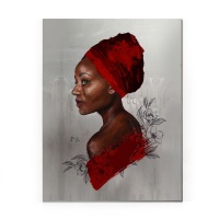 LiaJ Original Art print - Red Bloom - Woman | A3 Stretched Canvas Photo