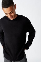 Cotton On Men's Crew Knit - Solid Black Photo
