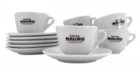 Caffe Mauro Classic Porcelain Cappuccino Cups and Saucers Photo