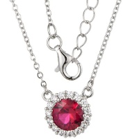 Kays Family Jewellers Classic Ruby Halo Pendant in 925 Sterling Silver Photo