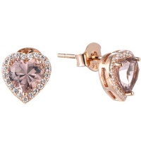Kays Family Jewellers Heart Morganite Halo Studs on 925 Silver Photo