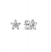 Cosmic 925 Silver Earrings - Sparkling Snowflake Stud Earrings 8mm Photo