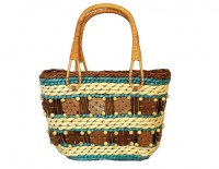 Fino Straw Beach /Shopping Bag with Top wooden handle Photo