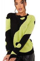 I Saw it First - Ladies Lime Green Yin Yang Oversized Crew Neck Jumper Photo