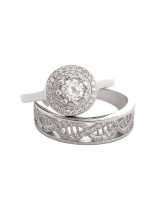 Miss Jewels- Sterling silver CZ Halo Infinity Twist Ring Set Photo