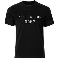 Think out loud Men "Wie is jou OOM?" Short Sleeve Tshirt Black Photo